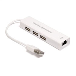 Adapter USB 2.0 na RJ45 i USB HUB 3 porta 2u1 JWD-U25.