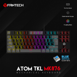 Tastatura Mehanicka Gaming Fantech MK876 RGB Atom TKL crna (Blue switch).