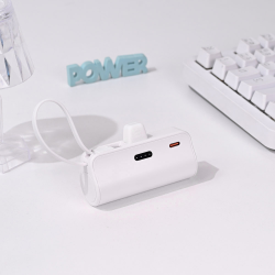 Back up baterija privezak 5000mAh 15W lightning bela.