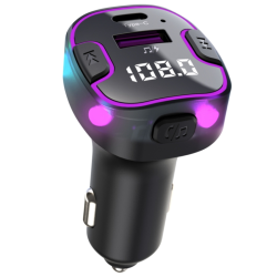 FM transmiter C49 USB, PD, QC 3.0 Bluetooth 5.0, RGB, Handsfree slušalice crni.