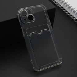 Futrola Transparent CARD POCKET za iPhone 15 siva (MS).