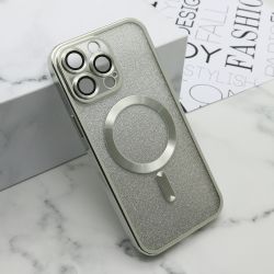 Futrola GLITTER MAGSAFE za iPhone 15 Pro Max (6.7) srebrna (MS).