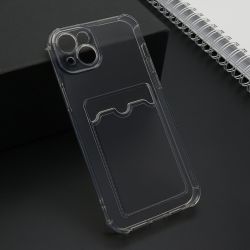 Futrola Transparent CARD POCKET za iPhone 15 Plus siva (MS).