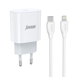 Kucni punjac Superior CO-DC55 Fast PD 20W 3A Type C na Lightning beli (MS).