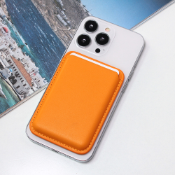Futrola Leather Magsafe Pocket za iPhone 14 narandzasta.