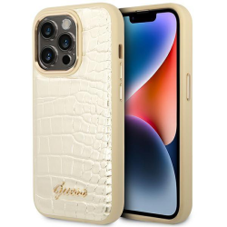 Futrola Guess Hc PU Croco Metal Outline za iPhone 14 Pro zlatna (GUHCP14LHGCRHD).