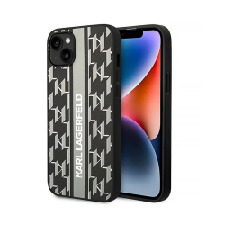 Futrola Karl Lagerfeld Hc Monogram stripe za iPhone 14 siva (KLHCP14SPGKLSKG).