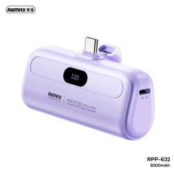 Power Bank baterija prenosiva baterija REMAX Capsule series RPP-632 2A Type C 5000mAh ljubicasta.