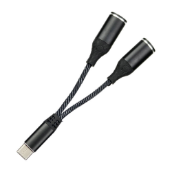 Adapter za slusalice SX-08 Type C na 2x 3.5mm crni.