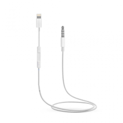 Audio kabl AUX 3.5mm na iPhone lightning sa regulatorom zvuka beli HQ.