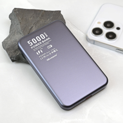 Power Bank baterija prenosiva baterija Magsafe PD W52 5000mAh siva.