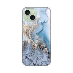 Silikonska futrola print za iPhone 15 Blue Gold Marble.