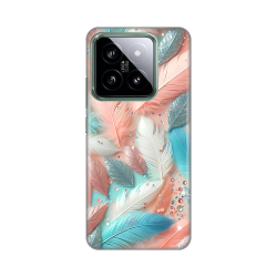 Silikonska futrola print za Xiaomi 14 Pastel Feathers.