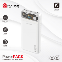 Power Bank baterija Prenosiva baterija Fantech T1 10000mAh QC, PD, 22.5W beli.