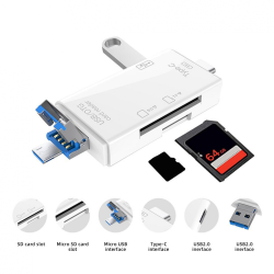 Citac kartica USB JWD 6u1 OTG beli.