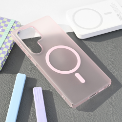 Futrola Magsafe mat PC za Samsung S938 Galaxy S25 Ultra roze.