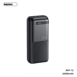 Power Bank baterija prenosiva baterija REMAX Piloteer Series RPP-72 20W+22.5W Fast Charging 20000mAh crni.
