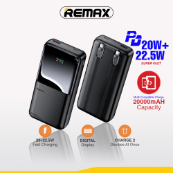 Power Bank baterija prenosiva baterija REMAX Cynlle Series RPP-680 PD 20W+QC 22.5W 20000mAh crni.