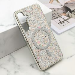 Futrole GLAM GLOW MagSafe za Samsung A556 Galaxy A55 5G srebrna (MS).