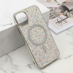 Futrole GLAM GLOW MagSafe za iPhone 11 (6.1) srebrna (MS).