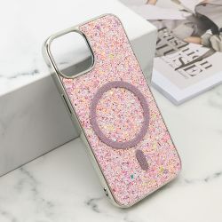 Futrole GLAM GLOW MagSafe za iPhone 13 (6.1) roze (MS).