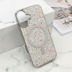 Futrole GLAM GLOW MagSafe za iPhone 16 (6.1) srebrna (MS).