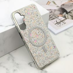 Futrole GLAM GLOW MagSafe za Samsung A166 Galaxy A16 5G srebrna (MS).