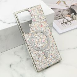Futrole GLAM GLOW MagSafe za Samsung S928 Galaxy S24 Ultra 5G srebrna (MS).