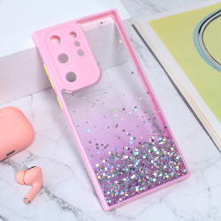 Futrola Frame Glitter za Samsung Galaxy S23 Ultra roze.
