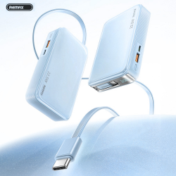 Power Bank baterija prenosiva baterija REMAX FCP-25 Fast Charging 22.5W(teleskopski kabl) Type-C 10000mAh plavi.