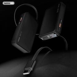 Power Bank baterija prenosiva baterija REMAX FCP-25 Fast Charging 22.5W(teleskopski kabl) Type-C 10000mAh crni.