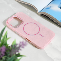 Futrola Magsafe Sparkle Dust za iPhone 16 Pro roze.