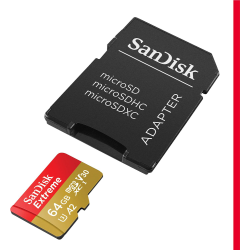 Memorijska kartica SanDisk SDXC Extreme micro 64GB 170 MB/s UHS-I U3 V30+adapter.