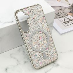 Futrola GLAM GLOW MagSafe za Samsung S921 Galaxy S24 5G/Samsung S931 Galaxy S25 5G srebrna (MS).