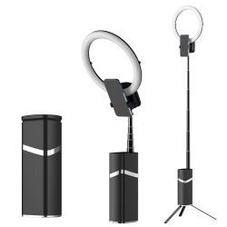 LED ring lampa multifinkcionalna sa postoljem crna.