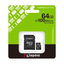 Memorijska kartica Kingston Select Plus Micro SD 64GB Class 10 UHS U1 / V10 150MB/s + SD adapter (MS).