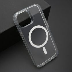 Futrola COLOR FRAME MagSafe za iPhone 15 srebrna (providna) (MS).