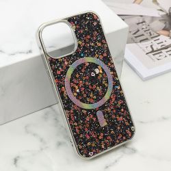 Futrola GLAM GLOW MagSafe za iPhone 15 crna (MS).