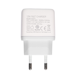 Kucni punjac LDNIO A2221 2xUSB, 12W sa Type C kablom beli.