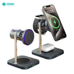 Wireless punjac Coteci BS-025 3u1 za mobilni telefon/slusalice/pametni sat crni.