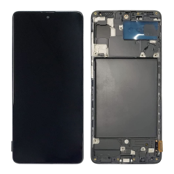 LCD Displej / ekran za Samsung A715/Galaxy A71 + touchscreen + frame Black (Smaller Display Size) OLED.