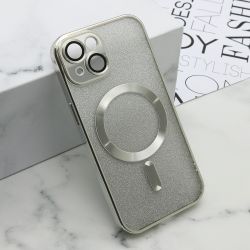 Futrola GLITTER MAGSAFE za iPhone 15 srebrna (MS).