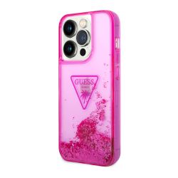 Futrola GUESS Liquid Glitter With Translucent Triangle Logo za Iphone 14 Pro pink Full ORG (GUHCP14LLFCTPF) (MS).