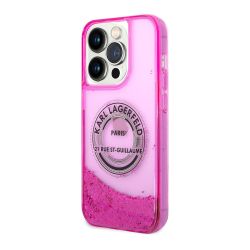 Futrola Karl lagerfeld Liquid Glitter Round Rsg Logo za Iphone 14 Pro pink Full ORG (KLHCP14LLCRSGRF) (MS).
