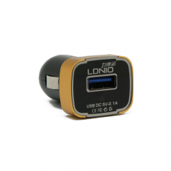 Auto punjac LDNIO DL-C22 dual USB 2.1A sa iPhone lightning kablom beli.