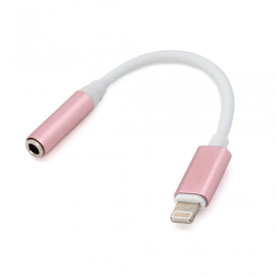Adapter za slusalice iP-11 iPhone lightning na 3.5mm roze.