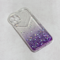 Futrola Heart Glitter za iPhone 13 ljubicasta.