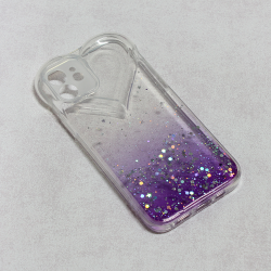 Futrola Heart Glitter za iPhone 12 6.1 ljubicasta.