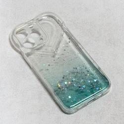 Futrola Heart Glitter za iPhone 13 Pro mint.