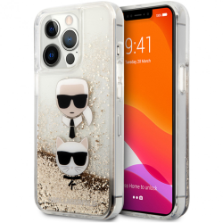 Futrola Karl Lagerfeld Hc Liquid Glitter 2 Heads za iPhone 14 Pro zlatna (KLHCP14LKICGLD).